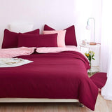 Bedding Sets Simple Wine Red Deep Purple Striped Bed Sheet Duver Quilt Cover Pillowcase Soft Comfortable King Queen Full Twin