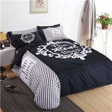 the boss black and white his/her side bedding set duvet cover bed sheet pillow case king queen size bed linen set 3/4pcs
