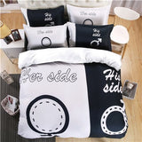 the boss black and white his/her side bedding set duvet cover bed sheet pillow case king queen size bed linen set 3/4pcs