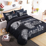 the boss black and white his/her side bedding set duvet cover bed sheet pillow case king queen size bed linen set 3/4pcs