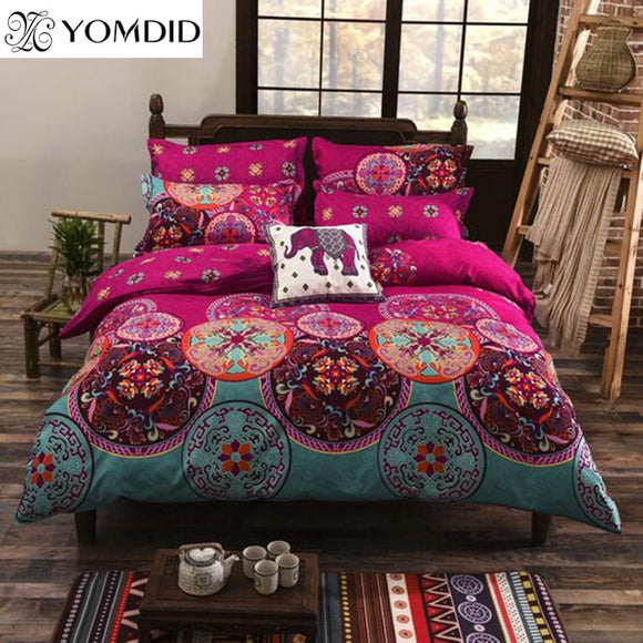 Bohemian Style Bedding set Floral Printed Bed linens Twin Queen King Size 4pcs Duvet Cover Flat Sheet Pillow case Hot sale