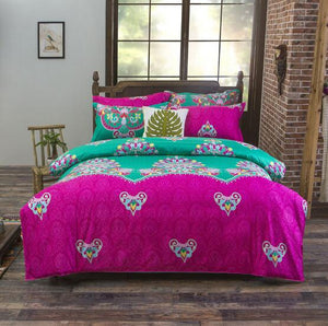 Bohemian Style Bedding set Floral Printed Bed linens Twin Queen King Size 4pcs Duvet Cover Flat Sheet Pillow case Hot sale