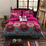 Bohemian Style Bedding set Floral Printed Bed linens Twin Queen King Size 4pcs Duvet Cover Flat Sheet Pillow case Hot sale