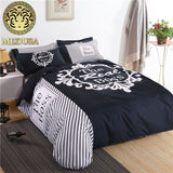 the boss black and white his/her side bedding set duvet cover bed sheet pillow case king queen size bed linen set 3/4pcs
