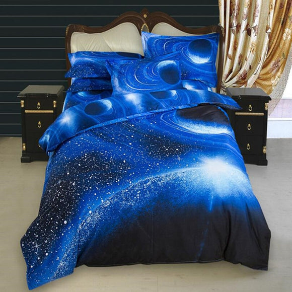 Fantasy Galaxy 3D Printed Bedding Sets Blue Color Modern Bedclothes Sanding Duvet Cover Twin Full Size XF102J5
