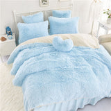 Winter Bedding set Long hair Cashmere sheet pillowcase&duvet cover set Camel Fleece thinken warm bedcloth ruffles bed linen sets