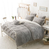 Winter Bedding set Long hair Cashmere sheet pillowcase&duvet cover set Camel Fleece thinken warm bedcloth ruffles bed linen sets