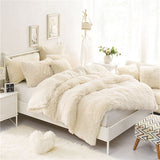 Winter Bedding set Long hair Cashmere sheet pillowcase&duvet cover set Camel Fleece thinken warm bedcloth ruffles bed linen sets