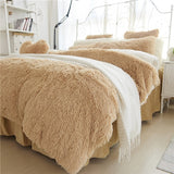 Winter Bedding set Long hair Cashmere sheet pillowcase&duvet cover set Camel Fleece thinken warm bedcloth ruffles bed linen sets
