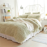 Winter Bedding set Long hair Cashmere sheet pillowcase&duvet cover set Camel Fleece thinken warm bedcloth ruffles bed linen sets