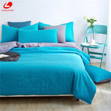 AB side bedding set super king duvet cover set dark blue +beige 3/ 4pcs bedclothes adult bed set man duvet flat sheet 230*250cm