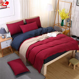 AB side bedding set super king duvet cover set dark blue +beige 3/ 4pcs bedclothes adult bed set man duvet flat sheet 230*250cm