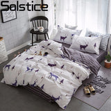 Solstice Stylish Cartoon Christmas Elk Striped Star Style 3/4pcs Bedding Set Contain Duvet Cover Bed Sheet Pillowcase Bedclothes
