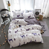 Solstice Stylish Cartoon Christmas Elk Striped Star Style 3/4pcs Bedding Set Contain Duvet Cover Bed Sheet Pillowcase Bedclothes