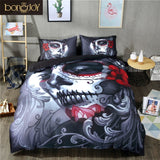 Bonenjoy Black Skull Bedding Set Halloween Style Bed Sheet Queen King Double Bed Linen Cotton Blend Flower Skull Duvet Cover Set