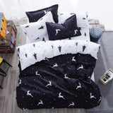 Solstice Cartoon Christmas Tree Elk Bedclothes Simple Fashion Geometric Stripes Bed Sheet Duvet Cover Sets 3/4pcs Bedding Set