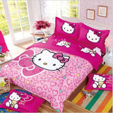 New Bedding Cartoon Hello Kitty cut Mouse 4pcs/3pcs Duvet Cover Sets Soft Polyester Bed Linen Flat Bed Sheet Set Pillowcase