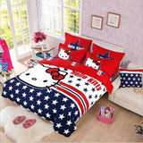 New Bedding Cartoon Hello Kitty cut Mouse 4pcs/3pcs Duvet Cover Sets Soft Polyester Bed Linen Flat Bed Sheet Set Pillowcase