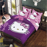 New Bedding Cartoon Hello Kitty cut Mouse 4pcs/3pcs Duvet Cover Sets Soft Polyester Bed Linen Flat Bed Sheet Set Pillowcase