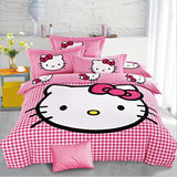 New Bedding Cartoon Hello Kitty cut Mouse 4pcs/3pcs Duvet Cover Sets Soft Polyester Bed Linen Flat Bed Sheet Set Pillowcase