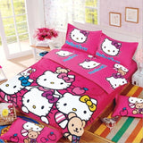 New Bedding Cartoon Hello Kitty cut Mouse 4pcs/3pcs Duvet Cover Sets Soft Polyester Bed Linen Flat Bed Sheet Set Pillowcase