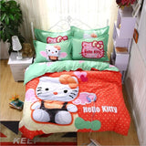 New Bedding Cartoon Hello Kitty cut Mouse 4pcs/3pcs Duvet Cover Sets Soft Polyester Bed Linen Flat Bed Sheet Set Pillowcase
