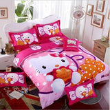 New Bedding Cartoon Hello Kitty cut Mouse 4pcs/3pcs Duvet Cover Sets Soft Polyester Bed Linen Flat Bed Sheet Set Pillowcase