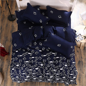 Cute cartoon lattice star cloud Creativity British style 4pcs/3pcs Duvet Cover Sets Soft Polyester Bed Linen Flat Bed Sheet