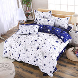 Cute cartoon lattice star cloud Creativity British style 4pcs/3pcs Duvet Cover Sets Soft Polyester Bed Linen Flat Bed Sheet