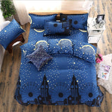 Cute cartoon lattice star cloud Creativity British style 4pcs/3pcs Duvet Cover Sets Soft Polyester Bed Linen Flat Bed Sheet