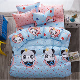 Cute cartoon lattice star cloud Creativity British style 4pcs/3pcs Duvet Cover Sets Soft Polyester Bed Linen Flat Bed Sheet