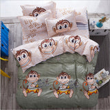 Cute cartoon lattice star cloud Creativity British style 4pcs/3pcs Duvet Cover Sets Soft Polyester Bed Linen Flat Bed Sheet