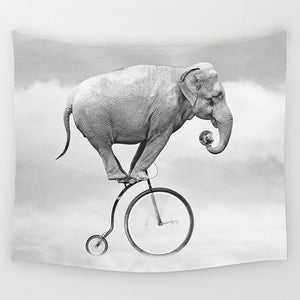 Comwarm Indian Elephant Painting Animal Pug Dog Wall Hanging Gobelin Polyester Tapestry Living Room Decor  Home Decoration