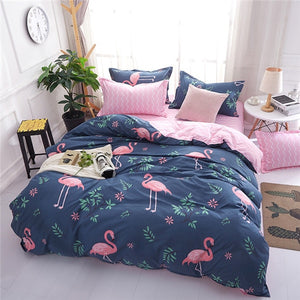 Solstice Cartoon Pink Flamingo Bedding Sets 3/4pcs Children's Boy Girl And Adult Bed Linings Duvet Cover Bed Sheet Pillowcases