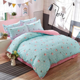 Solstice Bed Linen Mixed Color Cartoon Flowers Striped Lattice Style Bed Cover Bed Sheet Duvet Cover Pillowcase 4pcs Bedding Set