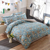 Solstice Bed Linen Mixed Color Cartoon Flowers Striped Lattice Style Bed Cover Bed Sheet Duvet Cover Pillowcase 4pcs Bedding Set