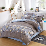 Solstice Bed Linen Mixed Color Cartoon Flowers Striped Lattice Style Bed Cover Bed Sheet Duvet Cover Pillowcase 4pcs Bedding Set