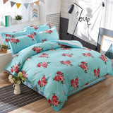 Solstice Bed Linen Mixed Color Cartoon Flowers Striped Lattice Style Bed Cover Bed Sheet Duvet Cover Pillowcase 4pcs Bedding Set