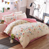 Solstice Bed Linen Mixed Color Cartoon Flowers Striped Lattice Style Bed Cover Bed Sheet Duvet Cover Pillowcase 4pcs Bedding Set