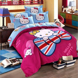 New Bedding Cartoon Hello Kitty cut Mouse 4pcs/3pcs Duvet Cover Sets Soft Polyester Bed Linen Flat Bed Sheet Set Pillowcase