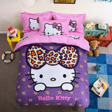 New Bedding Cartoon Hello Kitty cut Mouse 4pcs/3pcs Duvet Cover Sets Soft Polyester Bed Linen Flat Bed Sheet Set Pillowcase
