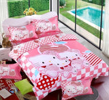New Bedding Cartoon Hello Kitty cut Mouse 4pcs/3pcs Duvet Cover Sets Soft Polyester Bed Linen Flat Bed Sheet Set Pillowcase