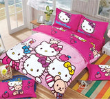 New Bedding Cartoon Hello Kitty cut Mouse 4pcs/3pcs Duvet Cover Sets Soft Polyester Bed Linen Flat Bed Sheet Set Pillowcase