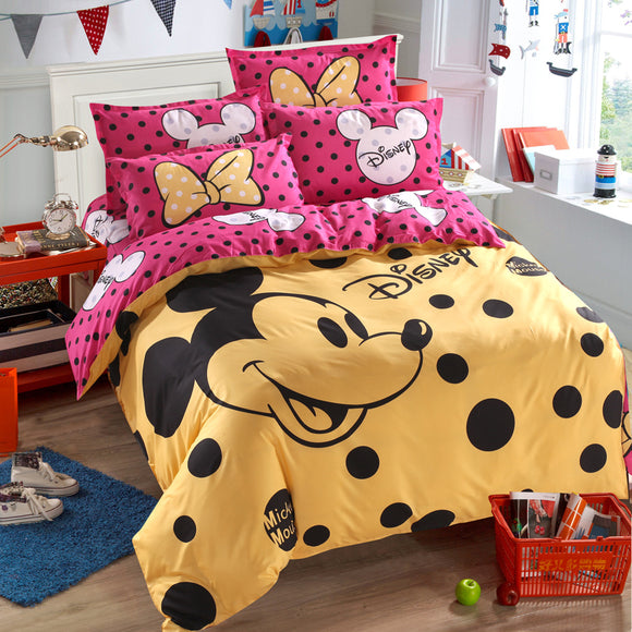 Disney Mickey Mouse Duvet Cover Set 3 or 4 Pieces Full Twin Single Size Bedding Set  for Children Bedroom Decor Bed Linen