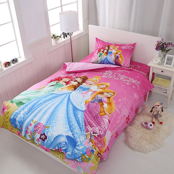 Disney Cartoon Princess Kids Girls Bedding Set Duvet Cover Bed Sheet Pillow Cases Twin Single Size 3 Pieces Drop Shipping