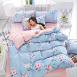 Cute cartoon lattice star cloud Creativity British style 4pcs/3pcs Duvet Cover Sets Soft Polyester Bed Linen Flat Bed Sheet