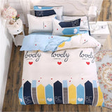 Cute cartoon lattice star cloud Creativity British style 4pcs/3pcs Duvet Cover Sets Soft Polyester Bed Linen Flat Bed Sheet