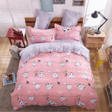 Cute cartoon lattice star cloud Creativity British style 4pcs/3pcs Duvet Cover Sets Soft Polyester Bed Linen Flat Bed Sheet