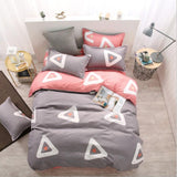 Cute cartoon lattice star cloud Creativity British style 4pcs/3pcs Duvet Cover Sets Soft Polyester Bed Linen Flat Bed Sheet