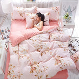 Cute cartoon lattice star cloud Creativity British style 4pcs/3pcs Duvet Cover Sets Soft Polyester Bed Linen Flat Bed Sheet